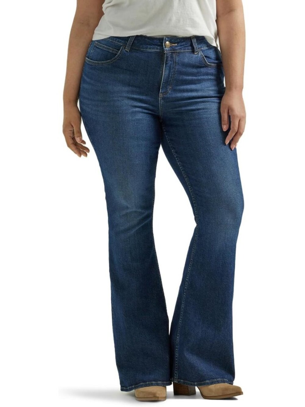 Plus Size Women's Mid Rise Flare Jeans - Comfortable & Stylish Denim Pants